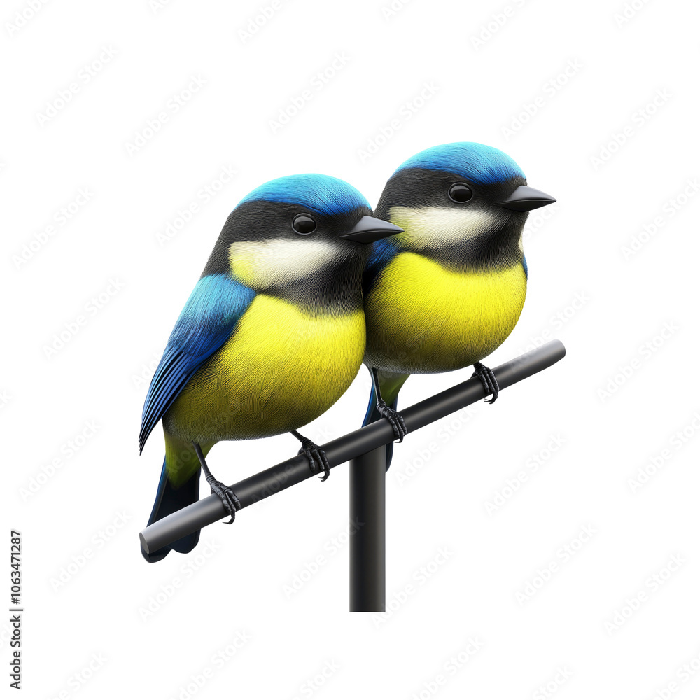 Fototapeta premium Two Blue Tits Perched on a Branch