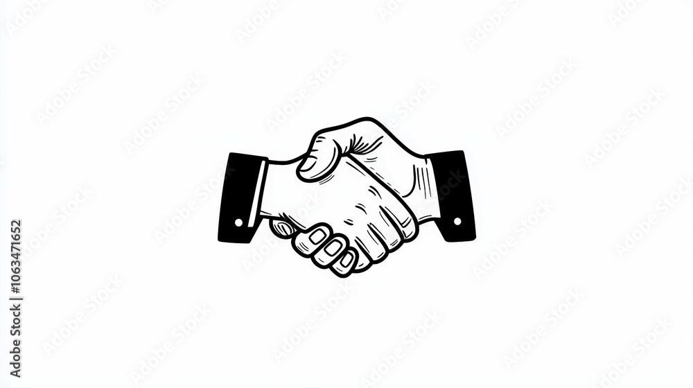 Friendly Handshake Icon on White Background Friendly Handshake Icon on White Background