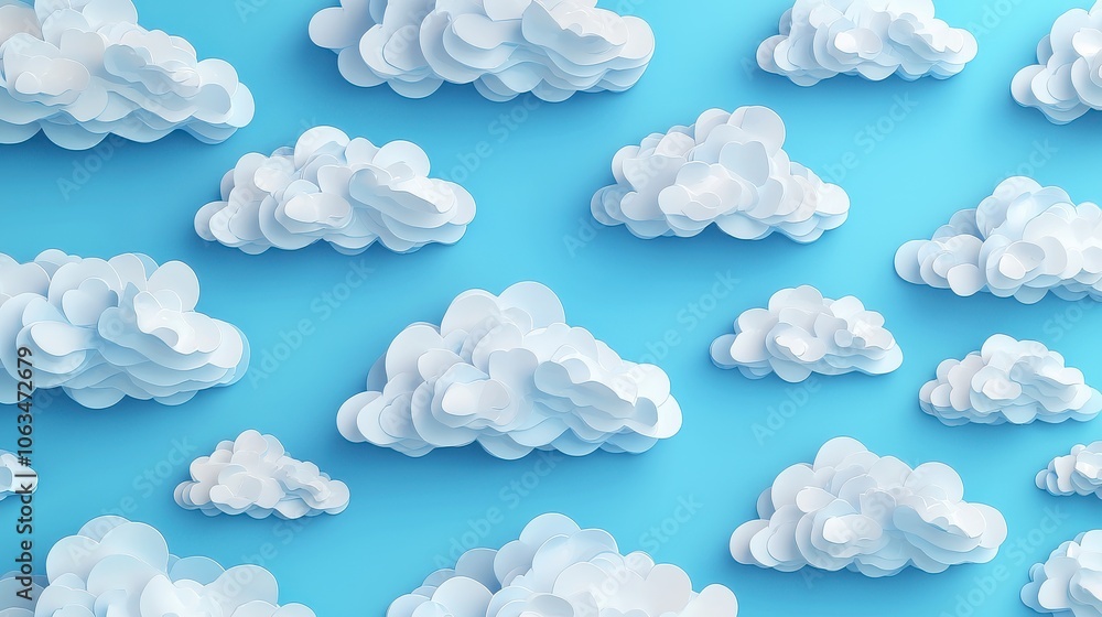 Cloudy Daydreams, fluffy white clouds scatter across a serene blue sky, evoking a sense of calm and freedom Cloudy Daydreams, fluffy white clouds scatter across a serene blue sky, evoking a sense of calm and freedom
