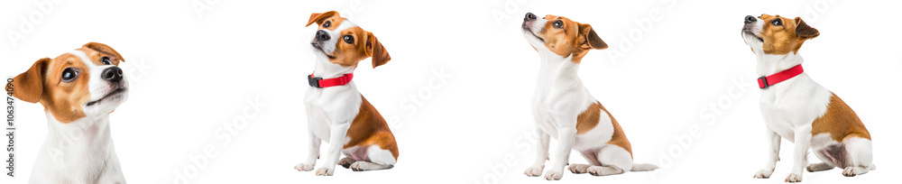 Transparent image of a small dog sitting and looking up. Transparent image of a small dog sitting and looking up.