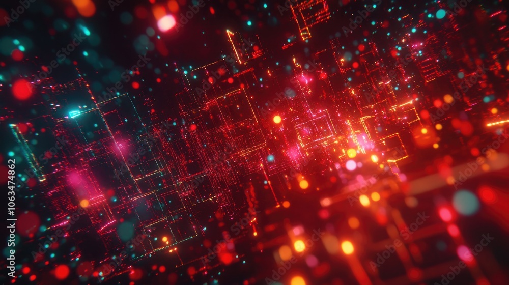 Obraz premium Vibrant Abstract Digital Background with Light Effects