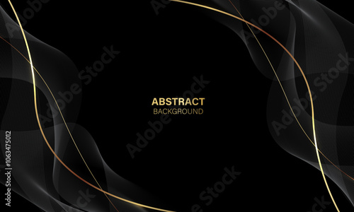 Abstract black gold light luxury wave curve with blank space for text place design modern creative background vector