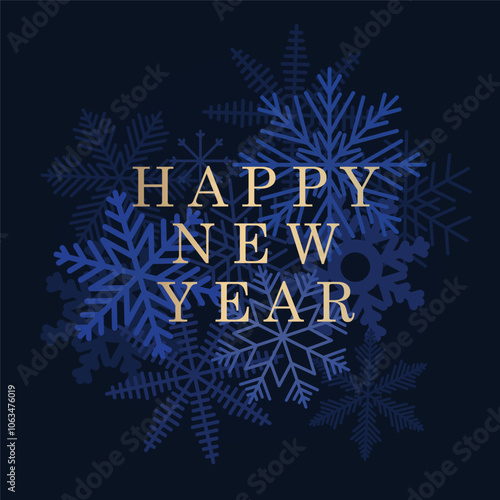 Happy New Year card. Luxury background with snowflakes. Brochure covers, cards, greetings, poster, holiday vector illustration.