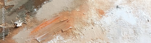 Abstract Painting with Brown, Orange, and White Paint Strokes photo