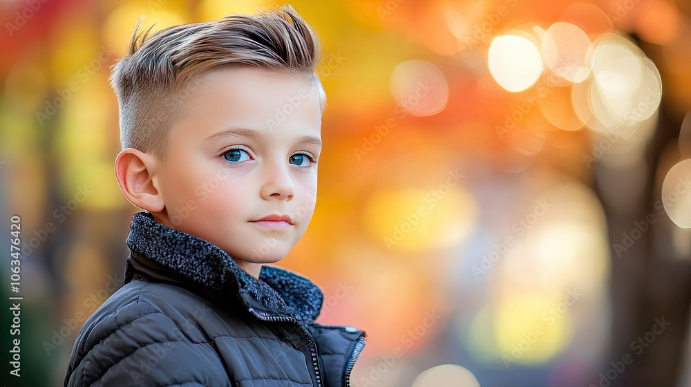 Portrait of a Young Boy with Autumn Background Portrait of a Young Boy with Autumn Background