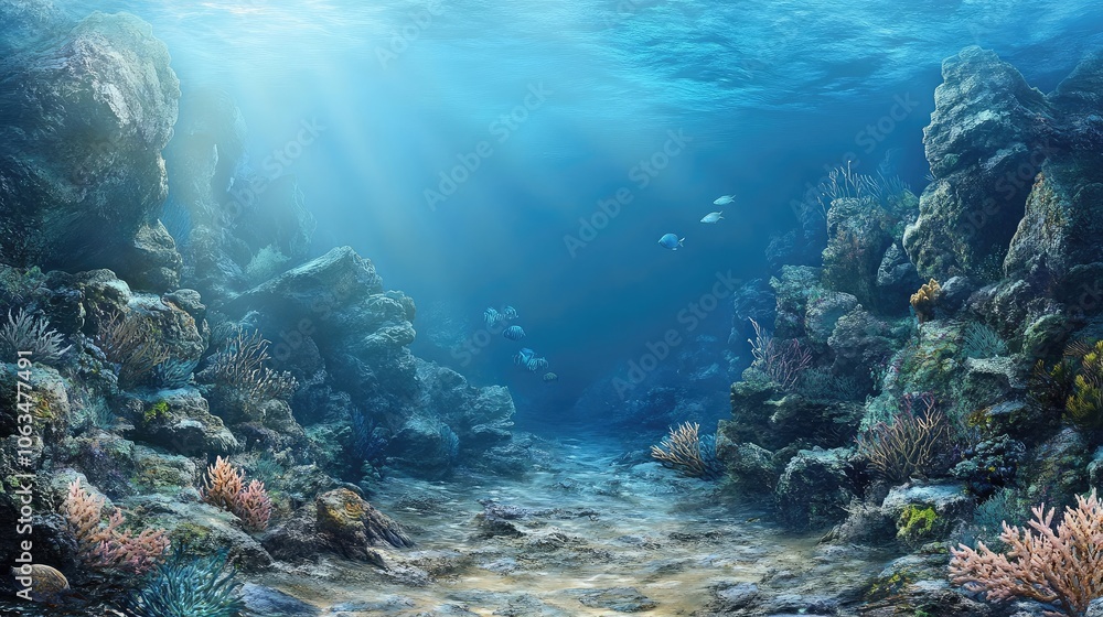 Tranquil Underwater Landscape with Coral and Light Tranquil Underwater Landscape with Coral and Light