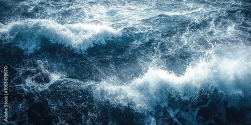 A detailed view of a choppy water surface featuring powerful waves. Perfect choice for nautical themes, oceanic imagery, or abstract backdrops.
