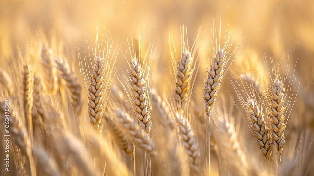 Wheat stalks dance gently in the warm golden sunlight at sunset, creating a serene scene. This captivating wheat image captures the essence of tranquility and natures beauty, with ample copy space. Wheat stalks dance gently in the warm golden sunlight at sunset, creating a serene scene. This captivating wheat image captures the essence of tranquility and natures beauty, with ample copy space.
