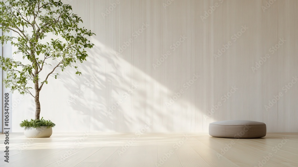 Minimalist Zen Living Room with Natural Wood Elements Minimalist Zen Living Room with Natural Wood Elements