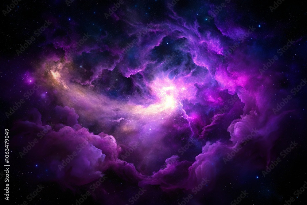 Purple gas nebulae in space and sparkling stars Purple gas nebulae in space and sparkling stars