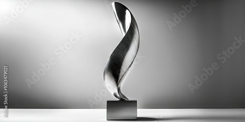 Elegant and minimalist design for a silver award trophy that embodies a stylish and puristic aesthetic. photo