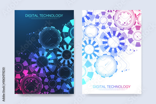 Abstract digital technology cover template design for a report and brochure, flyer, leaflets, poster, header, banner, website, presentation. Vector illustration.