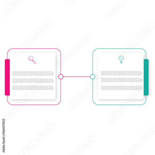 2 Steps Infographics Design Template - Graph, Pie chart, workflow layout, squire diagram, brochure, report, presentation, web design.