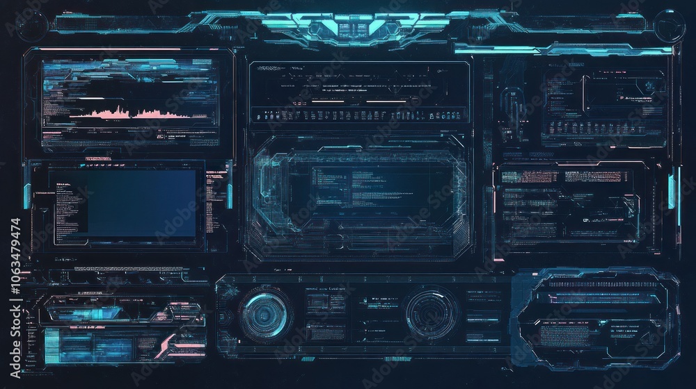Digital interface element frame control panel digital HUD cyberpunk technology background wallpaper AI generated image Digital interface element frame control panel digital HUD cyberpunk technology background wallpaper AI generated image
