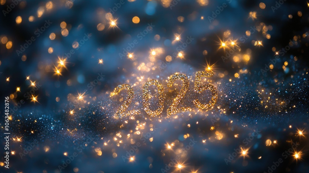 Fototapeta premium Glittering 2025 New Year Celebration Background