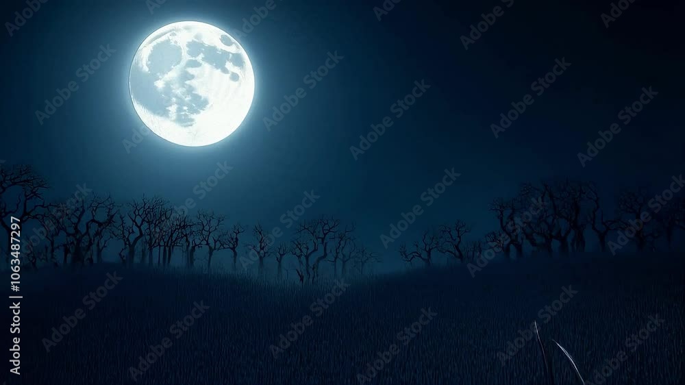 Eerie Gothic House Silhouette Under Full Moon Spooky Night Scene with Atmospheric Glow from Windows Eerie Gothic House Silhouette Under Full Moon Spooky Night Scene with Atmospheric Glow from Windows