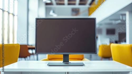 Wallpaper Mural Minimalist Black Monitor on Desk in Bright Open Space Torontodigital.ca