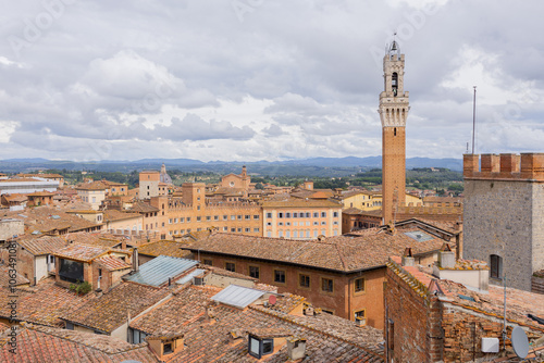 An extraordinarily beautiful architecture of the city of Siena, Italy. photo