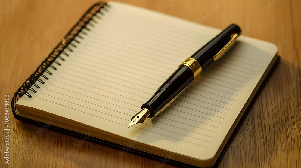 Blank Journal Page and Fountain Pen Symbolizing New Beginnings in Creativity and Life Blank Journal Page and Fountain Pen Symbolizing New Beginnings in Creativity and Life