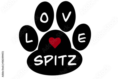 Vector of a dog paw print with the word "spitz" inscribed inside