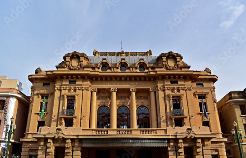 Facade of the Pedro II Theater in Ribeirao Preto, Sao Paulo, Brazil