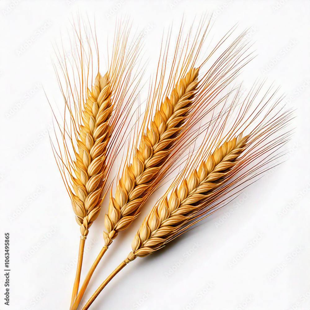 three ears of rye isolated on white background, studio shot three ears of rye isolated on white background, studio shot