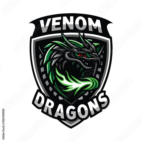 A fearsome dragon, its body covered in swirling black text, breathes vibrant green fire against a dark, stormy sky.