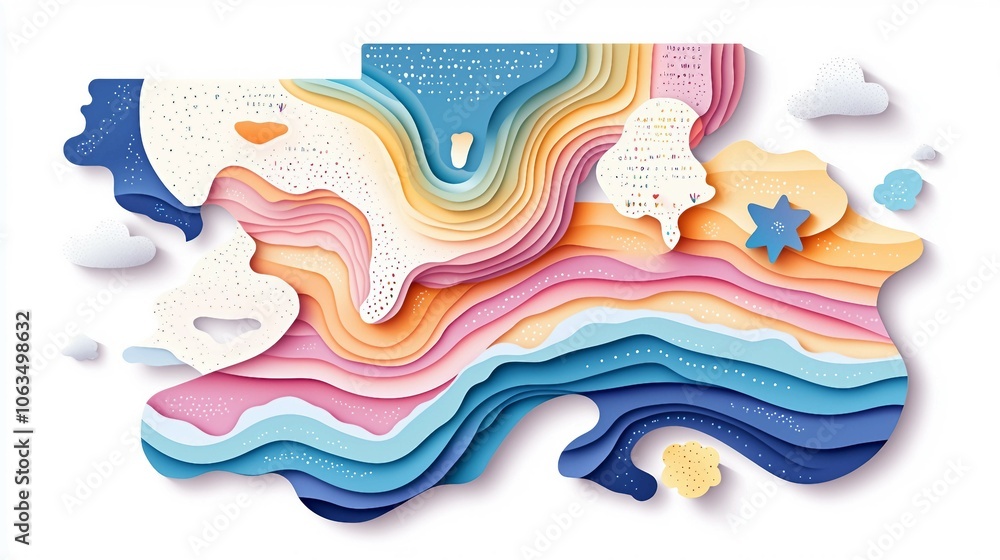 Colorful Wavy Rainbow Map Illustration Colorful Wavy Rainbow Map Illustration