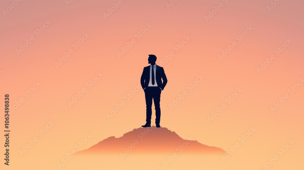 Businessman Silhouette Success Sunset Peak Businessman Silhouette Success Sunset Peak