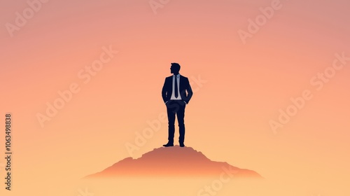 Businessman Silhouette Success Sunset Peak