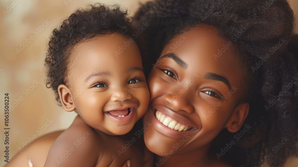 A joyful mother and her smiling baby share a tender moment, radiating happiness and love. The warm colors enhance the affectionate mood. A joyful mother and her smiling baby share a tender moment, radiating happiness and love. The warm colors enhance the affectionate mood.