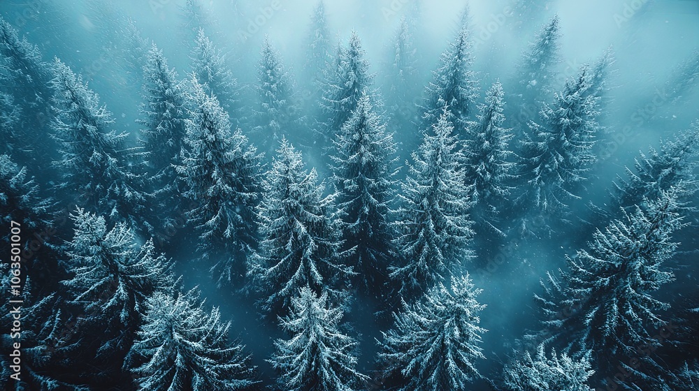 Snow-Covered Pine Trees in Winter Landscape Snow-Covered Pine Trees in Winter Landscape