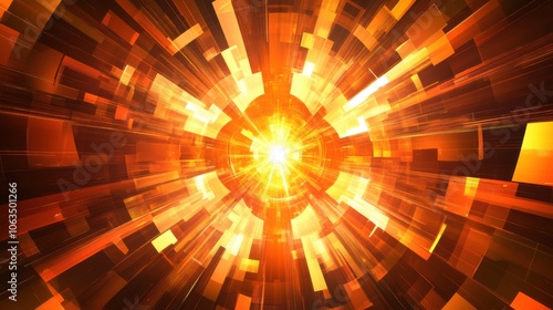 abstract orange background with a bright center and rays in the center