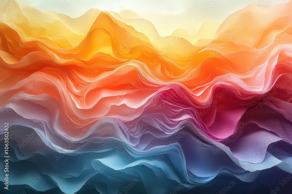 Fototapeta premium flowing abstract waves of pastel watercolors blend seamlessly into a soft gradient creating an ethereal background perfect for text