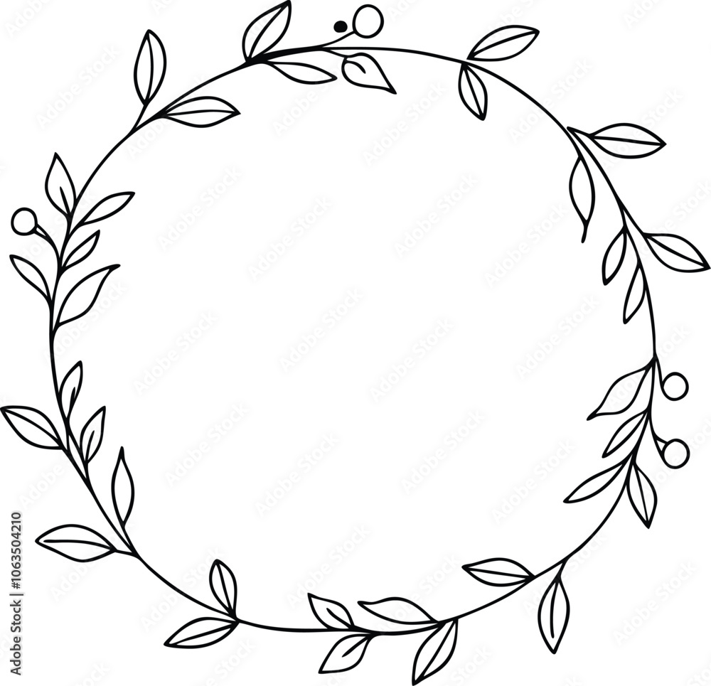 lineart minimalist floral hand drawn frame with leaf and simple floral border lineart minimalist floral hand drawn frame with leaf and simple floral border