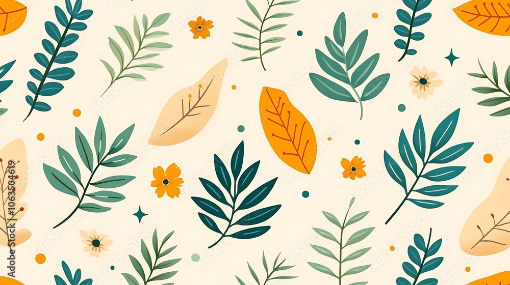A modern biophilic pattern featuring soft green leaves intertwined with subtle vines, arranged on a light beige background, giving a calming and organic feel for nature-inspired designs. A modern biophilic pattern featuring soft green leaves intertwined with subtle vines, arranged on a light beige background, giving a calming and organic feel for nature-inspired designs.