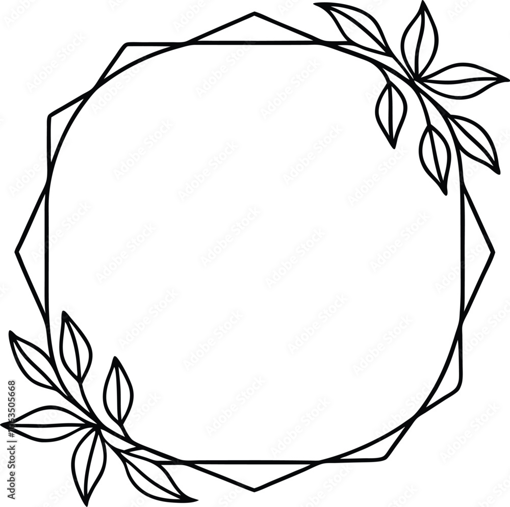 lineart minimalist floral hand drawn frame with leaf and simple floral border lineart minimalist floral hand drawn frame with leaf and simple floral border