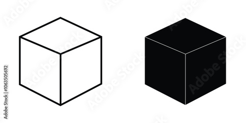 3d box silhouette icon in editable stroke and fill.