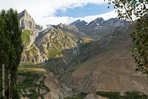 View from the village of Askole on the Braldu valley and the Karakoram mountain range. Pakistan. Asia. photo