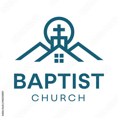 Fotografie baptist church flat minimalist logo design
