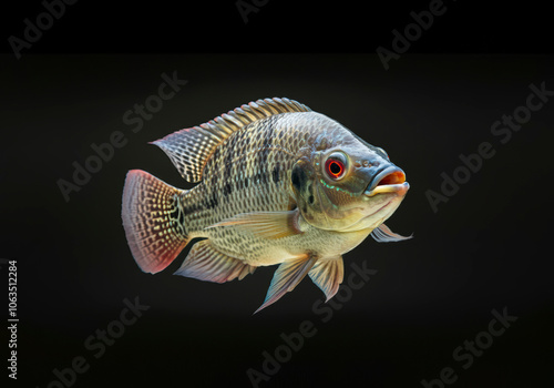 Nile tilapia fish jumping out of water, pro photography