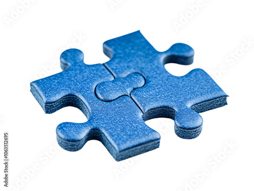 a blue puzzle pieces on a white background