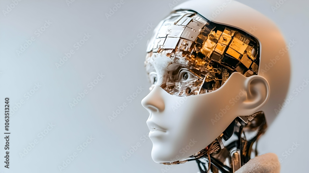 Humanoid Robot Head with Exposed Circuitry, artificial intelligence, ai, android, cyborg, machine learning Humanoid Robot Head with Exposed Circuitry, artificial intelligence, ai, android, cyborg, machine learning
