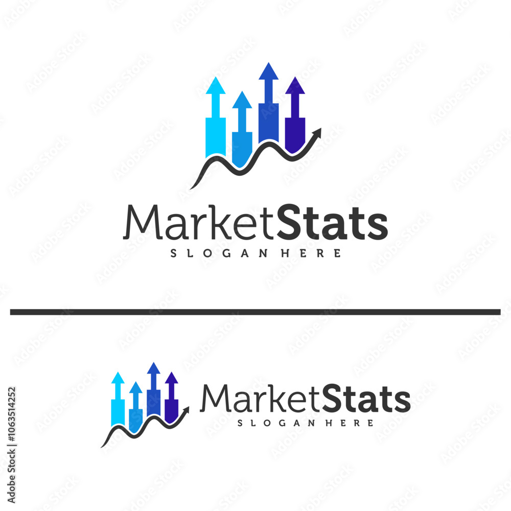 Chart stats logo template. Market success vector design. Growth graph illustration Chart stats logo template. Market success vector design. Growth graph illustration