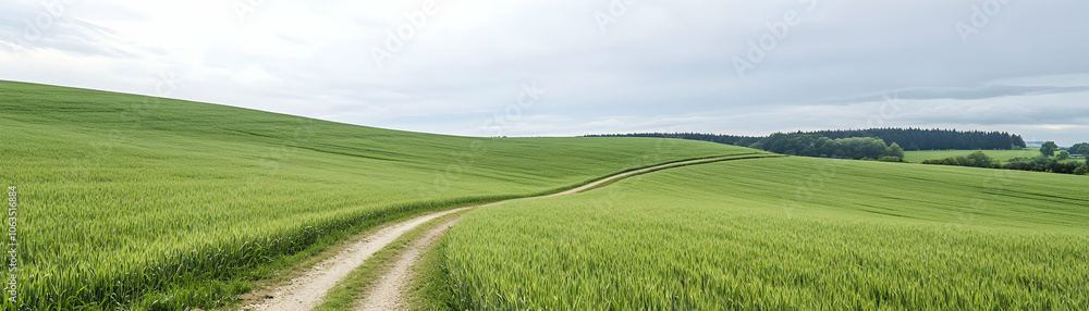 Country Road Through Green Field, path, dirt road, grass, meadow, green grass Country Road Through Green Field, path, dirt road, grass, meadow, green grass