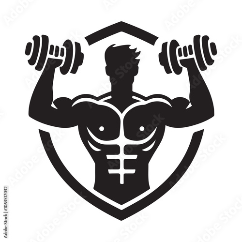 Muscle arm fitness emblems, labels, badges, logos and design elements icon vector silhouette isolated on white background.