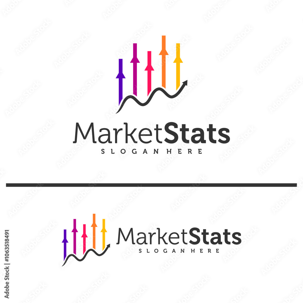 Chart stats logo template. Market success vector design. Growth graph illustration Chart stats logo template. Market success vector design. Growth graph illustration
