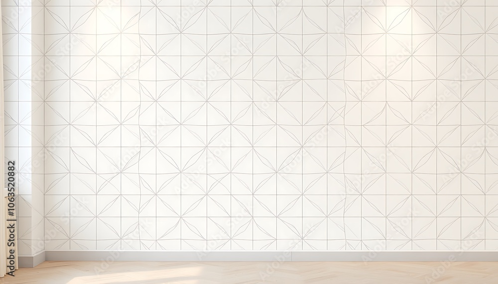 Fototapeta premium A serene and understated geometric pattern adorns the walls, featuring intricate.