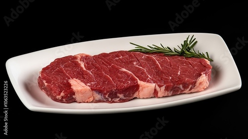 Delicious and tender sirloin steak with marbled meat, presented in a raw state, emphasizing its juicy textures and rich flavors, perfect for culinary visuals and recipes.