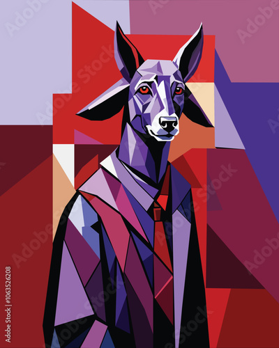  Vector animal. Abstract deer. Scholarly deer in a robe.